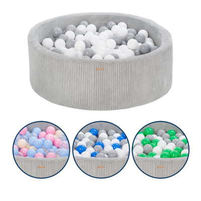 Piscina rotonda in velluto a coste con 300 palline ⌀90 cm